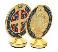 Healifty 2 pezzi Decorazione da San Benedetto Religioso Colorato per Chiesa Statua Religiosa Luminosa e Realistica Adatta Soggiorno e Biblioteca