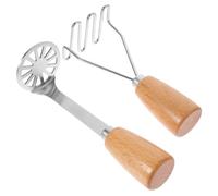 Healifty 2 pezzi Schiacciapatate Manuale in Acciaio Inossidabile con Manico in Legno per Purè di e Verdure Strumento da Cucina Resistente e Facile da