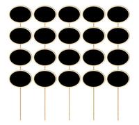 Healifty 20 Pezzi Mini Lavagne Ovali in Legno Cartelli per Lavagne Nere da Giardino Etichette per Fiori e Piante Decorazioni Leggere per Matrimoni e Feste