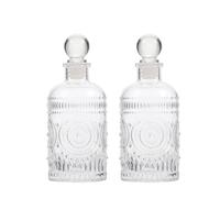 Healifty 2pezzi Flaconi Diffusori in Vetro Intagliato retrò Bottiglie Contenitore per Aromaterapia Fondo Piatto Design Bocca Piccola Angoli Arrotondati Sicuri