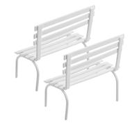 Healifty 2Pezzi Mini Panchina in Ferro Bianca per Casa delle Bambole, Mini Garden Bench per Giardino in Miniatura, Decorazione per Paesaggio in Miniatura