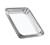 Healifty 2pezzi Vassoio per Alimenti in Acciaio Resistente Piatto Quadrato Profondo per Barbecue Picnic Feste Contenitori da Cucina per Servire Cibo Fresco