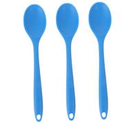 Healifty 3 pezzi Cucchiai in Silicone Antiscivolo per Minestra e Insalata Design e Compatto Utensili da Cucina Leggeri e Facili da Trasportare Colore Blu