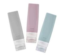 Healifty 3 pezzi Flaconi da Viaggio in Silicone Morbido Contenitori per Shampoo Lozione e Cosmetici Design Premibile Anti-spreco Colori Pastello per Skincare in Viaggio