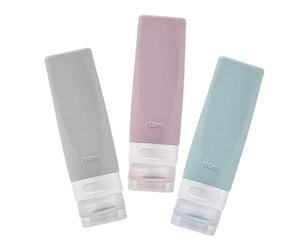 Healifty 3 pezzi Flaconi da Viaggio in Silicone Morbido Contenitori per Shampoo Lozione e Cosmetici Design Premibile Anti-spreco Colori Pastello per Skincare in Viaggio