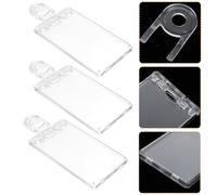 Healifty 3 pezzi Porta Badge Trasparenti Verticali in Resistente Custodie Protettive Doppia Faccia per Carte Identità Ufficio Scuola Lavoro Riutilizzabili e Antigraffio