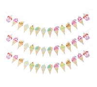 Healifty 3 Set Banner Decorativo Hawaiano per Feste Ghirlande Gelato per Tematici e Celebrazioni Facile da Installare