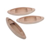 Healifty 3pezzi Canoa di Legno in Miniatura Barca Decorazione da Tavolo Tema Nautico Realizzata in Legno Pregiato per Micro Paesaggi e Case delle Bambole