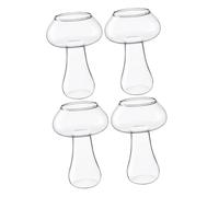 Healifty 4 pezzi Bicchieri Whisky Vetro Trasparente Design Funghi Tazzine Cocktail Piccole per e Bevande per Feste e Banqueting Riutilizzabile