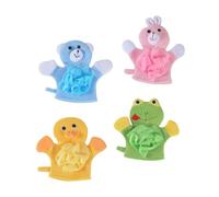 Healifty 4 pezzi Guanti da Bagno per Spugna Cartoon Guanto Esfoliante Doppio Uso per Pulizia Corpo Massaggio e Liscia Lavabile per Ragazzi e Ragazze