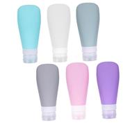 Healifty 6 pezzi Flaconcini da Viaggio in Silicone Bottiglie Cosmetiche Portatili Colorate Rosa Grigio Azzurro Bianco Verde Grigio Resistenti Leggere e Sigillate per Lozioni e Shampoo