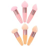 Healifty 6 Pezzi Spugne Trucco con Manico Pennelli Fondotinta Riutilizzabili per Viso Applicatori Beauty Puff per Polvere Uso Asciutto e Bagnato Spugne Make-up Rosa