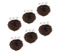 Healifty 6 set Nidi d Artigianali in Rattan con Uova Finte Decorazione Pasquale Versatile per Giardino Balcone e Interni Regalo per Natale e Matrimoni