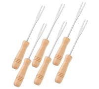 Healifty 6pezzi Forchettine Fonduta in Inossidabile Con Manico in Legno Fork Per Formaggio Cioccolato Frutta e Mini Mais Utensili Da Cucina Fai Da Te Leggeri e Facili Da Pulire Per Bbq e Vi