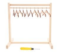 Healifty Appendini in Legno per Bambole 30 Cm Mini Grucce Antiscivolo 10x12 Cm, Organizer Portatile per Accessori Casa delle Bambole e Grucce, Set Completo Viti e Cacciavite