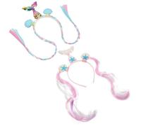 Healifty Cerchietti per Chioma a Tema Fatina Set da 2 Pezzi Coda Rosa e Treccia Blu Accessori per Feste e Giochi di Ruolo Decorazioni per Chioma per Feste in Maschera