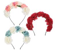 Healifty Cerchietto Floreale da Sposa 3 Pezzi Copricapo Elegante in Metallo e Tessuto Fascia per Chioma Damigella D’Onore per Matrimoni Feste e Balli di Fine Anno