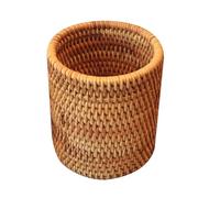 Healifty Contenitore Cilindrico in Vimini Intrecciato Per Set Da Tè Organizer Scrivania Ufficio E Porta Penne Cesto Multiuso in Rattan Naturale Per Casa E Ristorante 3.15X3.15X3.94In