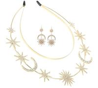 Healifty Copricapo da Sposa in Lega Cristalli Scintillanti Fascia per Chioma a Doppio Strato Stella e Mezzaluna Cerchietto da Dea Romana per Feste Matrimoni e Balli di Fine Anno