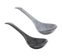 Healifty Cucchiai da Minestra in Ceramica Set da 2 Manico lungo Colore Blu e Nero Ergonomici Multiuso per Zuppa Riso e Dessert Uso Domestico