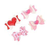 Healifty Forcine a Fiocco Glitterate a Forma di Cuore 4 Pezzi Fermagli per Chioma Clip a Becco d'Anatra Accessori per Acconciature Femminili per Uso Quotidiano e Feste