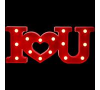 Healifty Luce Romantica LED la Casa e Feste, Decorazione Luminosa 3d a Batteria Design Creativo Lettere per Matrimonio e Festa degli Innamorati, Luce Notturna Decorativa Rossa Grande