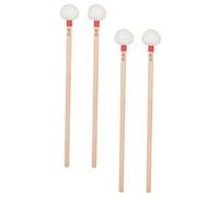 Healifty Mazze da Timpani Professionali in Legno con Testa in Feltro Bianco, Set da 4 Pezzi, Bacchette per Orchestra e Banda, Accessori per Percussioni con Finitura Rossa per Uso in Studio