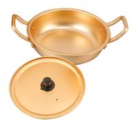 Healifty Pentola per Zuppa in Alluminio 22 Cm Coperchio e Doppi Manici, Pentola Profonda per Ramen e Stufati, Adatta per Cucina Domestica e Attività All'aperto