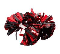 Healifty Pompon da Cheerleader Manico 2 Pezzi Rosso e Nero 125 CM Pompon Metallici per Squadra di Ballo e Eventi Sportivi Presa Confortevole e Resistente