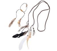 Healifty Set 2 pezzi fascia per capelli con piume marrone e braccialetto bohémien vintage, accessori per capelli ecologici e riutilizzabili per ragazze e donne, ideali per feste, viaggi e vacanze