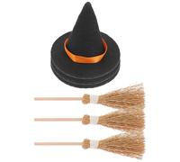 Healifty Set Da 3 Cappelli Da Strega E Scope Di Halloween Mini Cappelli Da Strega Per Decorazioni Bomboniere E Decorazioni Per Torte Di Compleanno.
