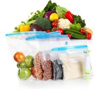 Healifty Set da 6 Sacchetti Sottovuoto Trasparenti P pe per Alimenti Pompa Manuale Verde, Sacchetti per Conservazione Sottovuoto in Cucina per Uso Esterno, Dimensioni Multiple 21x22 Cm