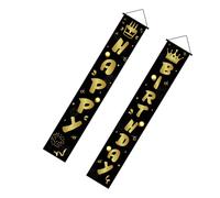 Healifty Striscione per Porta d'Ingresso di Compleanno Nero e Oro Decorazione Riutilizzabile per Festa Adatto per Porte Verande e Finestre Design Creativo per Eventi e Casa