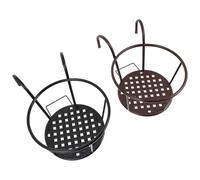 Healifty Supporti per Vasi da Fiori da Balcone Sospesi, Portavasi Ringhiera in Metallo Nero e Bronzo, Set 2 Pezzi per Esterni, Appendini Resistenti per Recinzioni e Muri