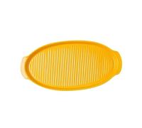 Healifty Teglia da Forno in Manici Doppi Antiscottatura Design Ergonomico Piccola per Cucinare e Servire Piatti Come Sushi e al Vapore Colore Giallo