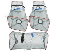 Healifty Trappola per Granchi Pieghevole 3 Pezzi Rete da Pesca Portatile Resistente Trappola per Gamberi e Aragoste per Pesca Outdoor Colore Casuale Colore Casuale