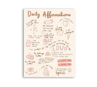 Healing Daily Affirmations Doodle Art Poster Positive Thinking Canvas Painting For Bedroom(Framed,12x18inch(30x45cm))