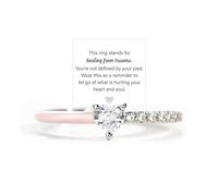 Healing From Trauma Black Heart-Cut Half Enamel Ring, Self Love Heart-cut Half Enamel Ring, S925 Sterling Silver Heart Rings Self-Love Ring Gift, Jewelry Birthday Gifts for Women (Pink,9)