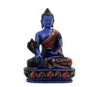 Healing Lama - Buddha della medicina. Scultura di Buddha dipinta a mano multicolore, alta 14 cm, per pace e relax.