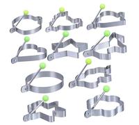 HEALLILY 10 anelli per uova a forma di cuore in acciaio inox per friggere con manico pieghevole, stampi per omelette, pancake, panini, colazione, pentole creative atossiche per una mattina facile