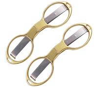 HEALLILY 2 Pezzi Forbici Pieghevoli da Ufficio e Cucito in Acciaio Inox e Lega di Zinco, Oro, Lama Affilata, Portatili, per Cucina e Attività in Classe