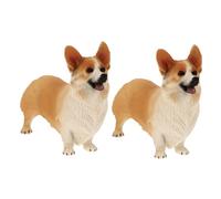 HEALLILY 2 statuette realistiche di cani Corgi in plastica leggera, ornamenti decorativi per cani, modelli decorativi per la casa, oggetti di scena educativi per gli amanti degli animali domestici
