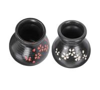HEALLILY 2 tazze di ghiaccio secco in ceramica in stile giapponese, per servire sushi, design diagonale piccolo con motivi bianchi e rossi e pratica decorazione da tavolo per hotel per casa e