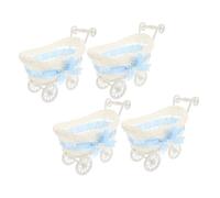HEALLILY 4 mini cestini a forma di carrello in finto rattan, per doccia, matrimonio, porta caramelle, contenitore multiuso per fiori, vassoio regalo decorativo