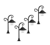 HEALLILY 4 Pezzi Lampione Luminoso Vintage Materiale Abs Nero Luci LED Integrate per Dollhouse Facile da Installare Dimensioni 14,3x8x4,4cm, per Modelli di Vicoli e Strade
