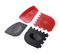 HEALLILY 4 Pezzi Set di Raschietti per Padelle in PC, per Griglie e Wok | Design Dentato e Lama Liscia, Raggiunge gli Angoli, Pulizia Dopo Cottura, Nero e Rosso
