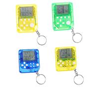 HEALLILY 4 portachiavi con mini console di gioco retrò in mattoni con luce lampeggiante portatile portatile console di gioco ciondoli divertenti decorativi per regali per feste colore casuale