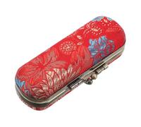 HEALLILY Custodia per Rossetto Vintage con Specchio, Portarossetto Floreale in Lega di Zinco e Tessuto, Custodia Protettiva per Cosmetici da Borsa per Donne e Signore
