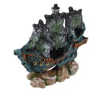 HEALLILY Decorazione per Acquario Decorazioni A Forma di Relitto per Acquario Ornamenti in Resina per Acquario Nascondiglio per Pesci Decorazioni Realistiche per Navi Affondate per