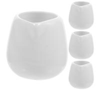 HEALLILY Gravy Sauce Boat in ceramica, set 4 pezzi, 50 ml, bianco, versamento senza gocce, per servire salsa e condimenti al ristorante
